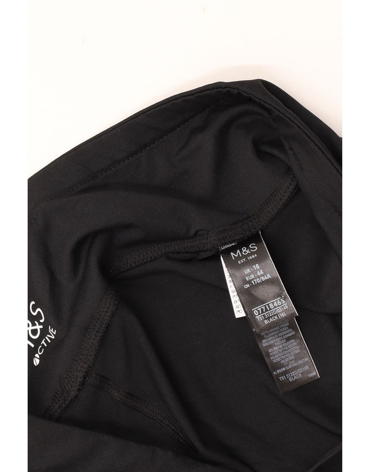 Marks & Spencer Womens Capri Leggings UK 16 Large Black Polyester