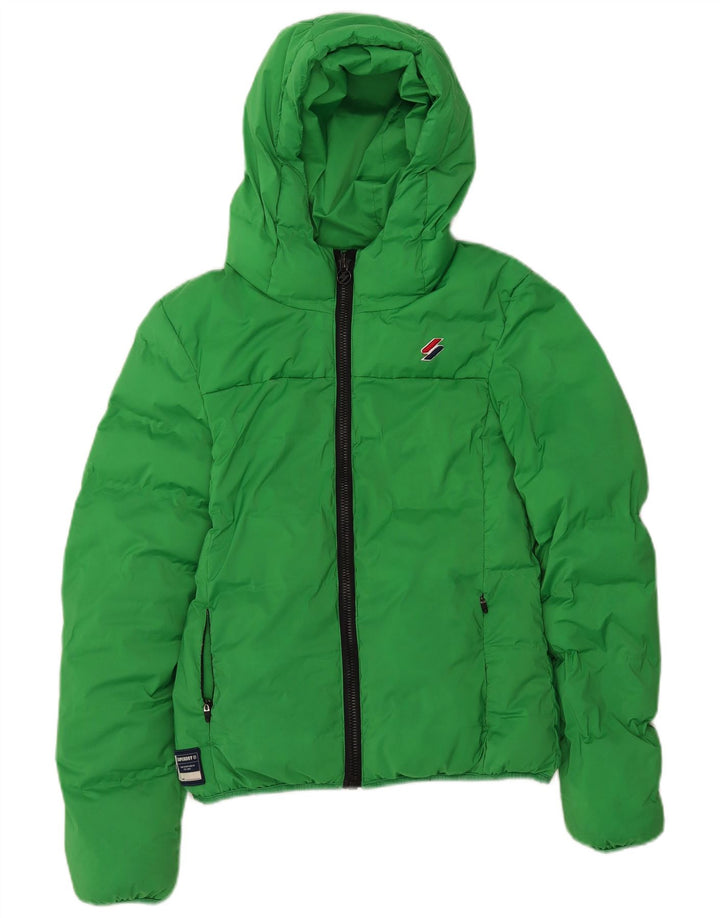 Superdry Womens Hooded Padded Jacket UK 8 Small Green Polyester