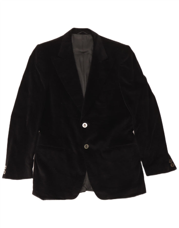 Issimo Mens 2 Button Velvet Blazer Jacket UK 36 Small Black