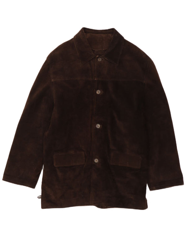 Vintage Mens Suede Windbreaker Coat UK 40 Large Brown Leather