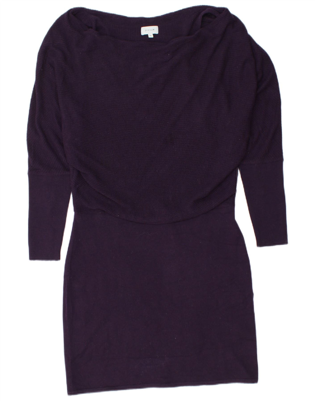 JIGSAW Womens 3/4 Sleeve Jumper Dress UK 14 Medium Purple Wool