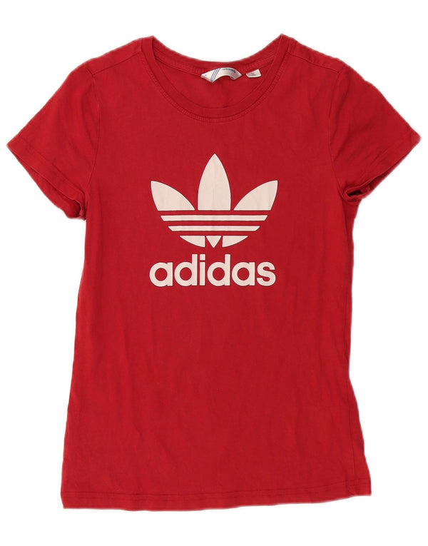 ADIDAS Womens Graphic T-Shirt Top IT 38 Small Red Cotton