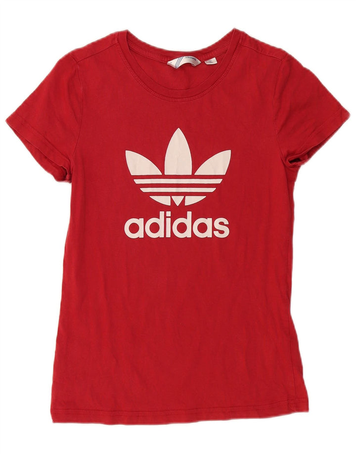ADIDAS Womens Graphic T-Shirt Top IT 38 Small Red Cotton