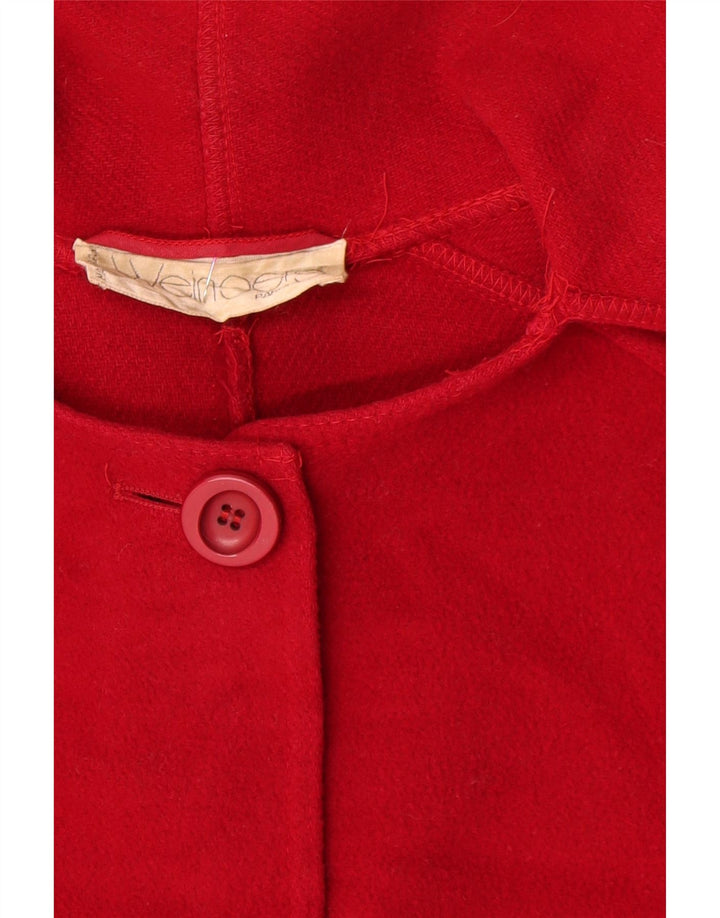 Vintage Womens Front Tie Overcoat UK 18 XL Red Wool
