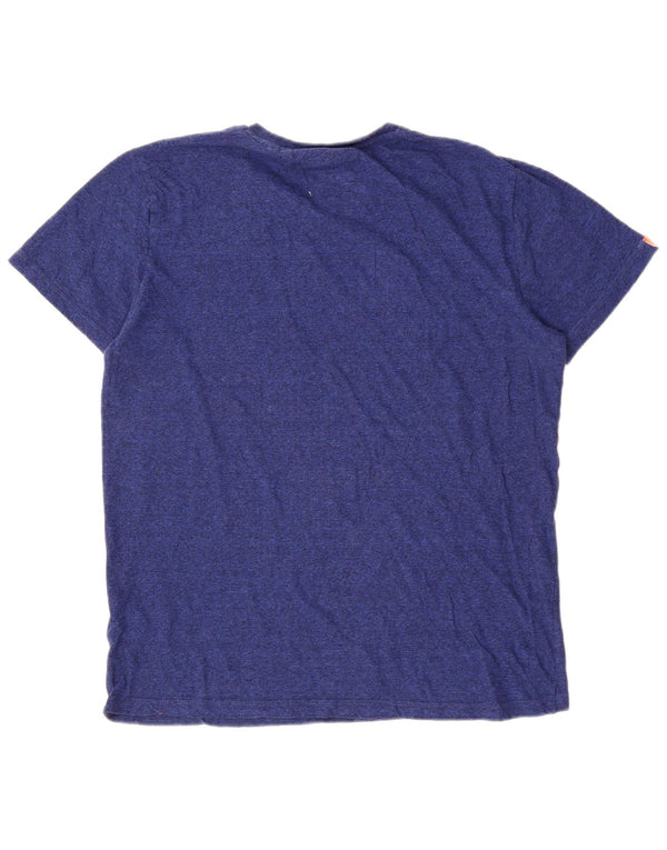 Superdry Mens T-Shirt Top Medium Navy Blue Flecked Cotton