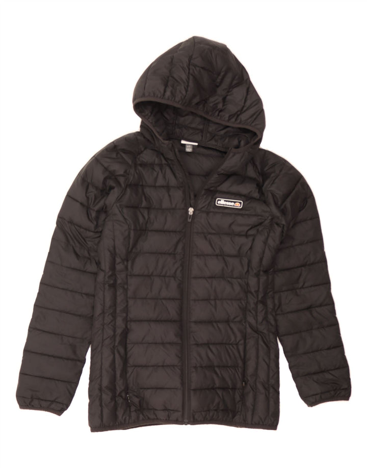 ELLESSE Womens Hooded Padded Jacket UK 10 Small Black Polyester Vintage Ellesse and Second-Hand Ellesse from Messina Hembry 