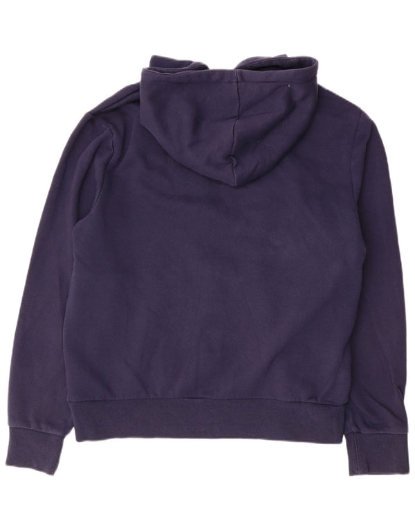 Michael Kors Womens Graphic Zip Hoodie Sweater UK 16 Large Navy Blue Cotton
