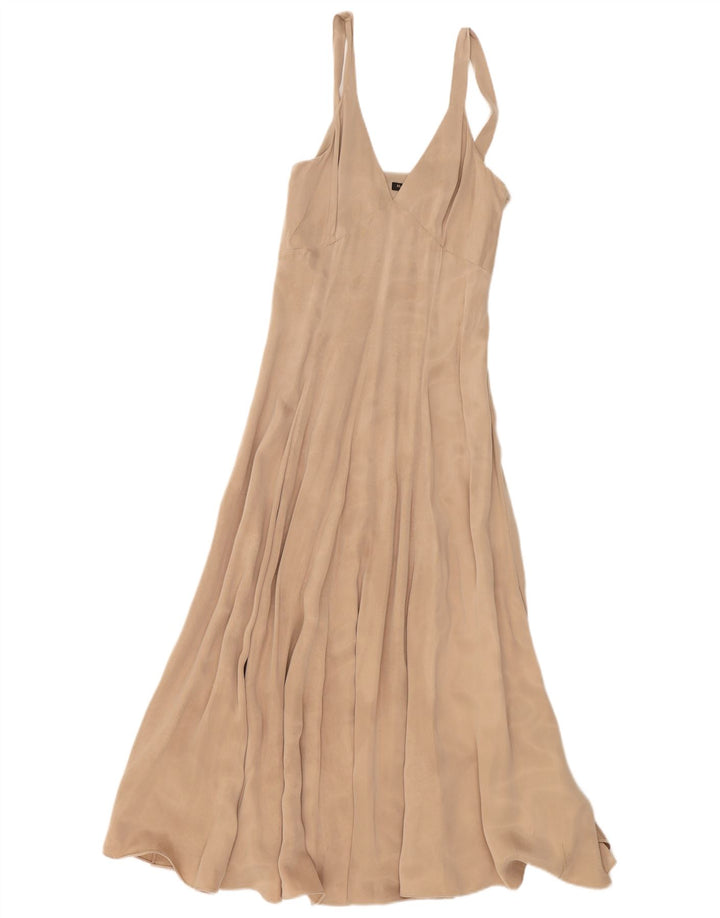 Massimo Dutti Womens Sleeveless Maxi Dress EU 34 2XS Beige Polyester