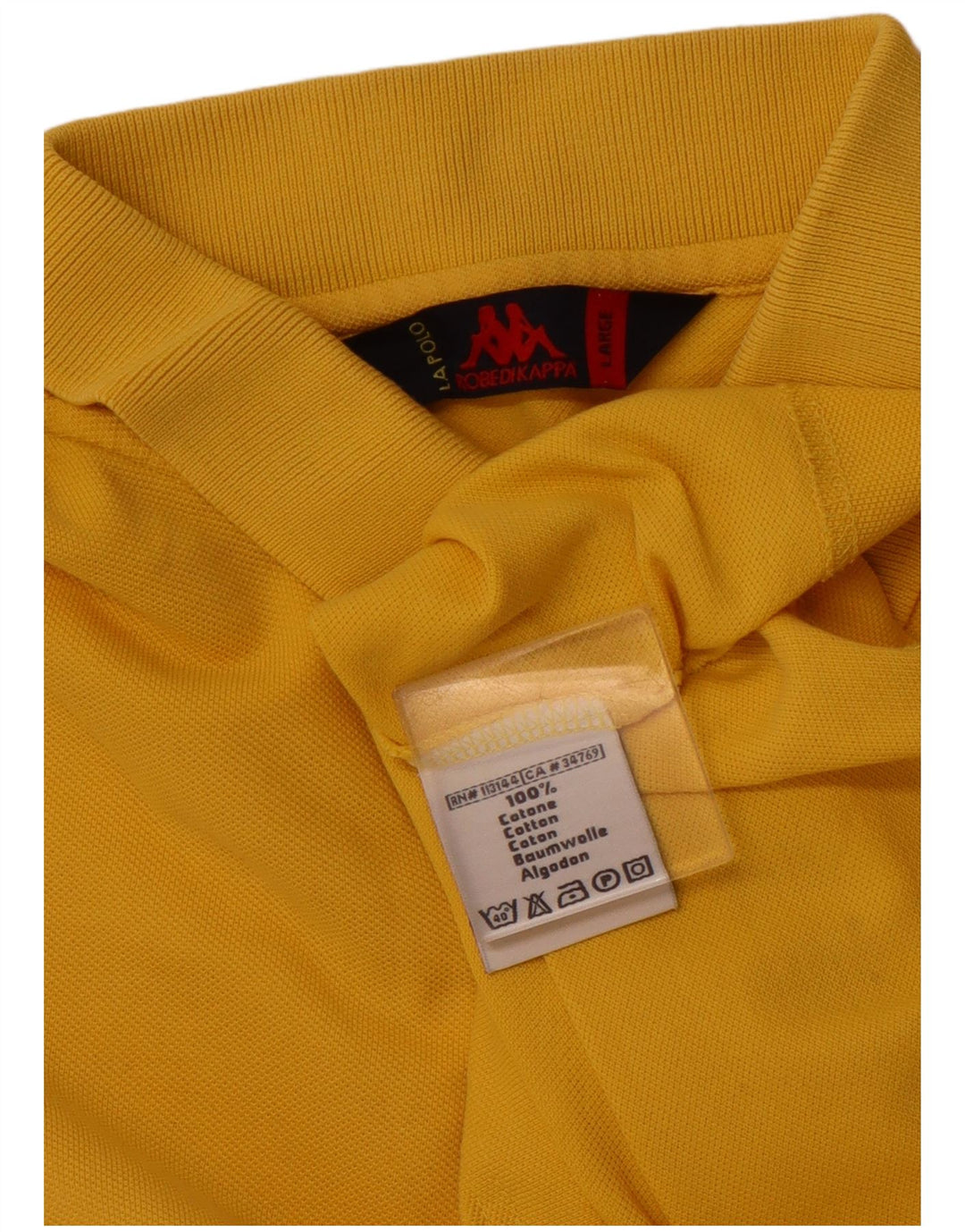 KAPPA Mens Polo Shirt Large Yellow Cotton