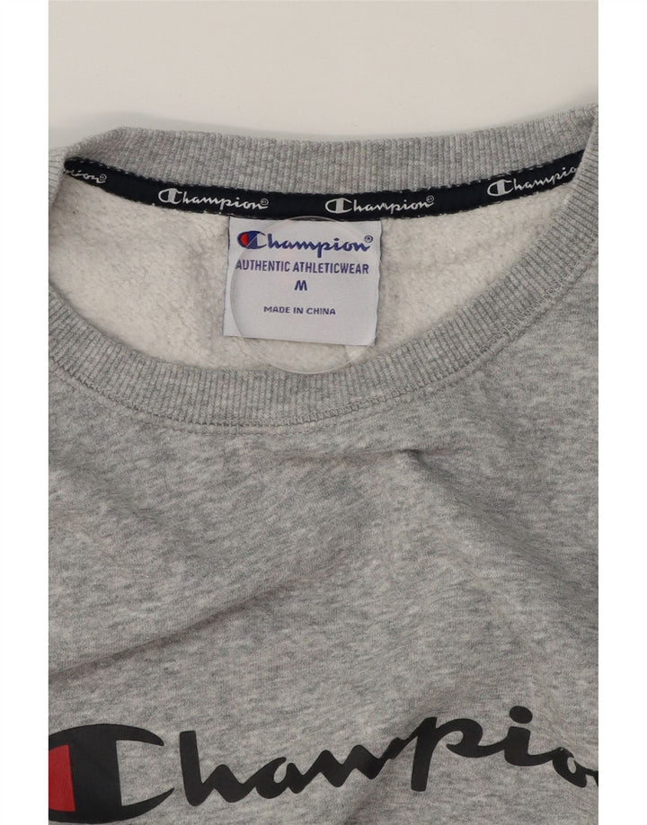 CHAMPION Womens Graphic Sweatshirt Jumper UK 14 Medium Grey Cotton Vintage Champion and Second-Hand Champion from Messina Hembry 