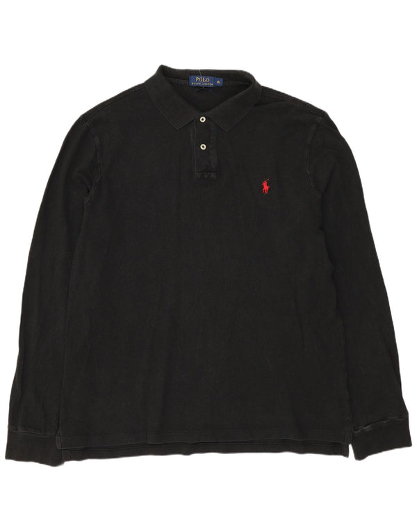Polo Ralph Lauren Mens Slim Fit Long Sleeve Polo Shirt XL Black Cotton