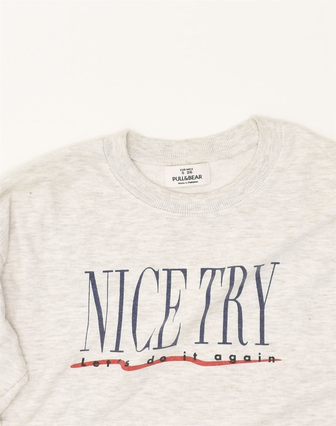 PULL & BEAR Womens Loose Fit Graphic Sweatshirt Jumper UK 10 Small Grey | Vintage Pull & Bear | Thrift | Second-Hand Pull & Bear | Used Clothing | Messina Hembry 