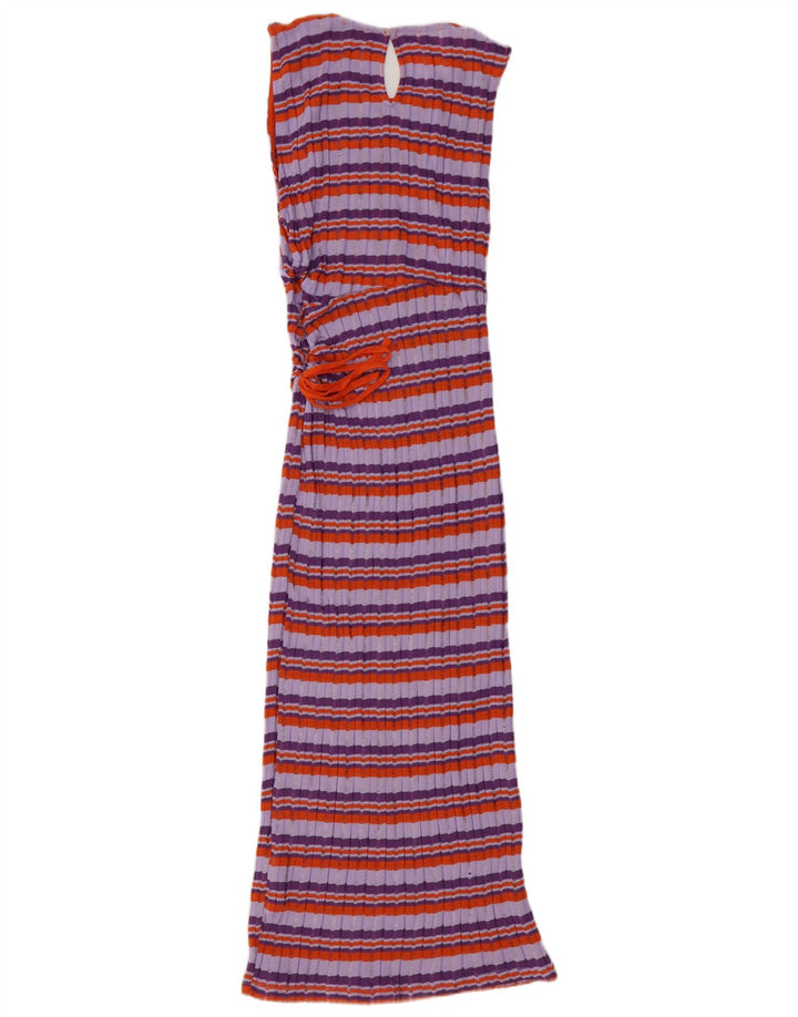 ZARA Womens Sleeveless Jumper Dress UK 12 Medium Purple Striped Polyester