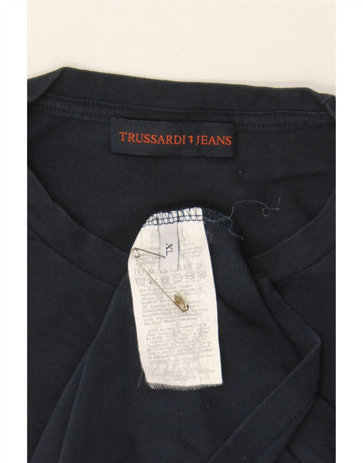 TRUSSARDI Mens Top Long Sleeve XL Navy Blue Cotton Vintage Trussardi and Second-Hand Trussardi from Messina Hembry 