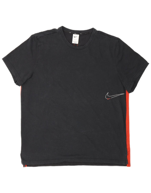 Nike Mens Dri Fit Graphic T-Shirt Top XL Black Colourblock Cotton Sports