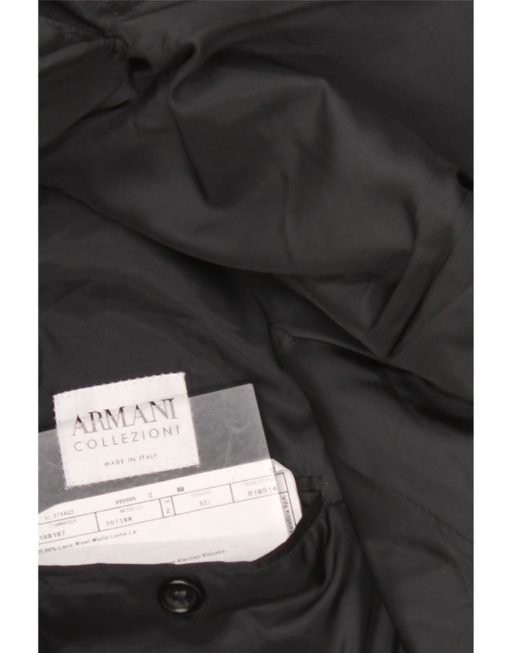 ARMANI COLLEZIONI Mens 3 Button Blazer Jacket IT 52 XL Black Wool