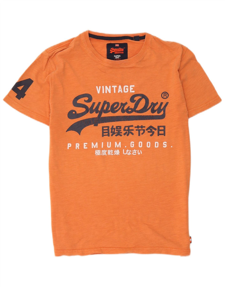 Superdry Mens Graphic T-Shirt Top Medium Orange Cotton