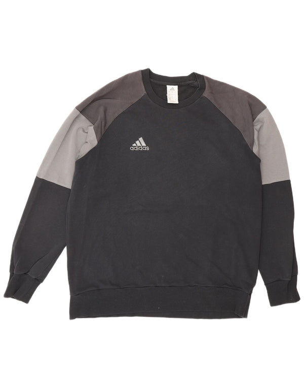 ADIDAS Mens Sweatshirt Jumper XL Black Colourblock Cotton