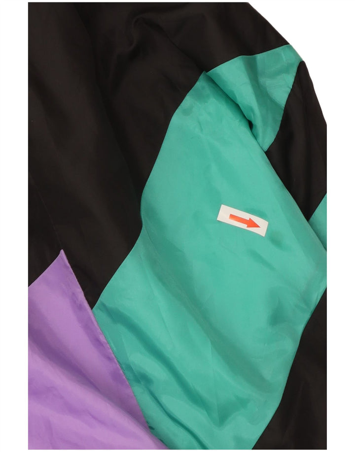 Vintage Mens Tracksuit Top Jacket Large Black Colourblock