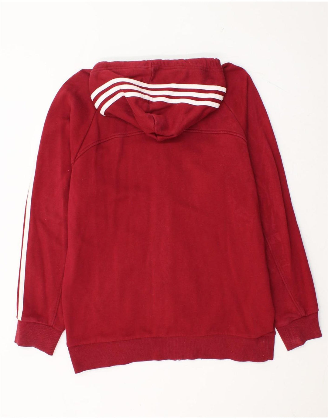 ADIDAS Mens Zip Hoodie Sweater Large Red Cotton
