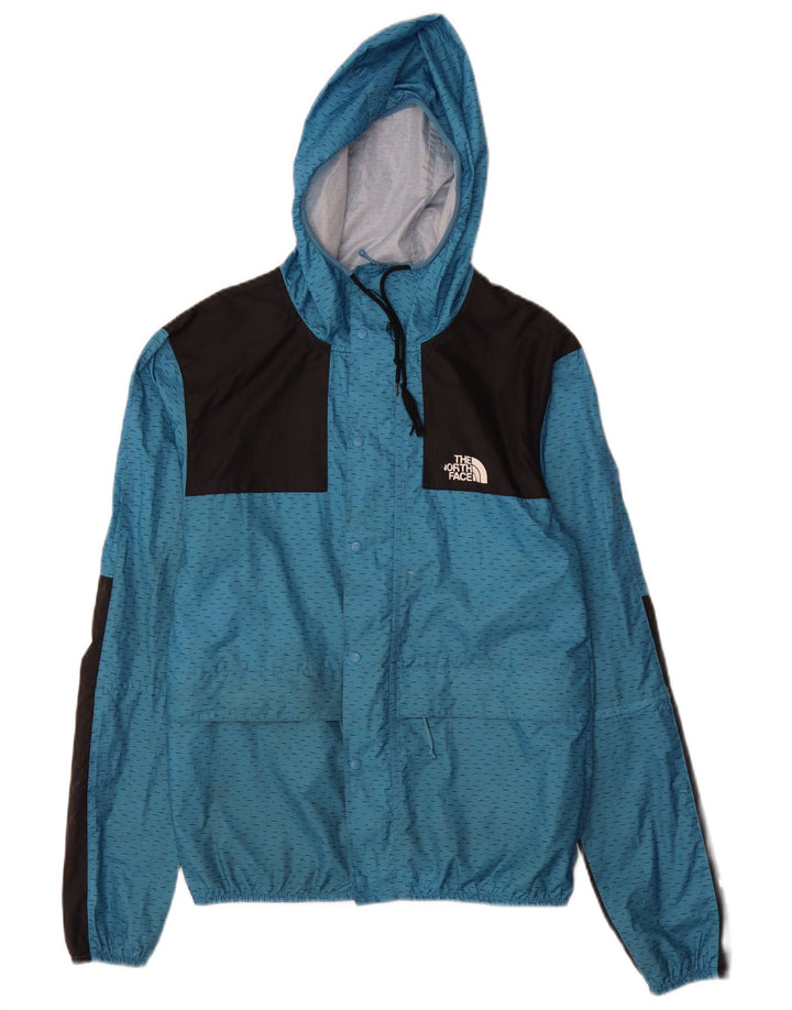 The North Face Mens Hooded Rain Jacket Small Blue Polyester