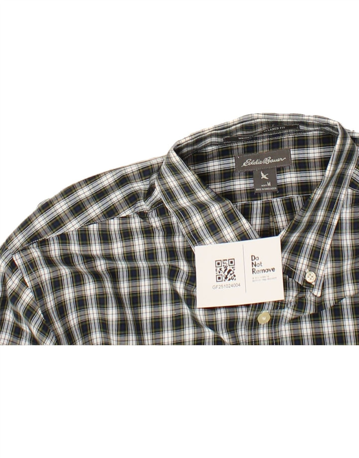 EDDIE BAUER Mens Relaxed Fit Shirt Medium Green Check Cotton Vintage Eddie Bauer and Second-Hand Eddie Bauer from Messina Hembry 