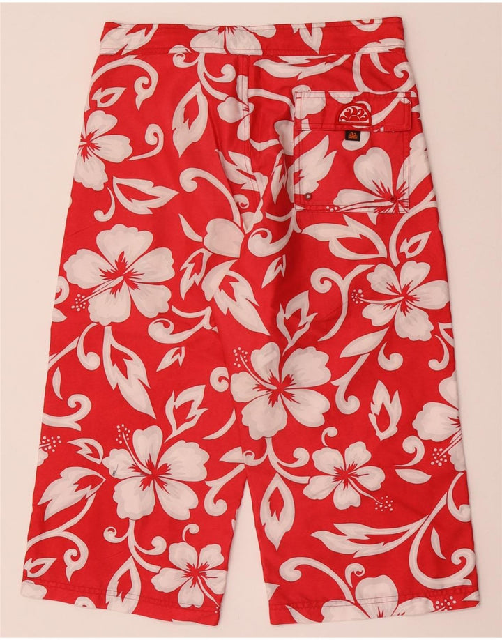 Sundek Womens Capri Trousers W32 L19 Red Floral Polyester