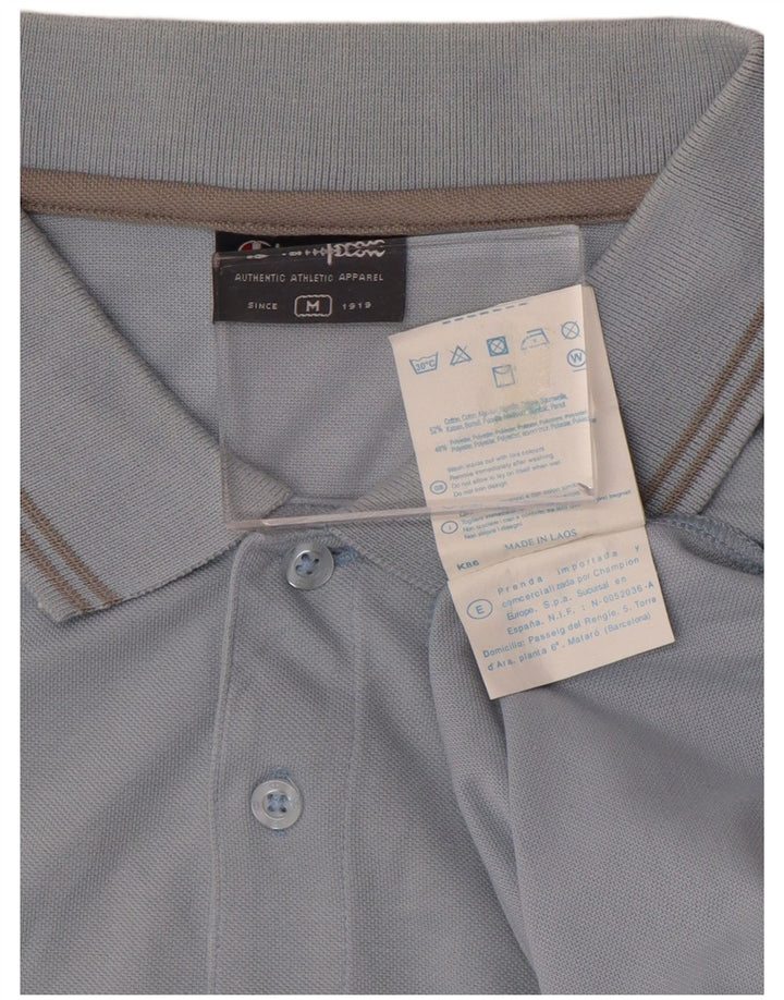 Champion Mens Polo Shirt Medium Blue Cotton