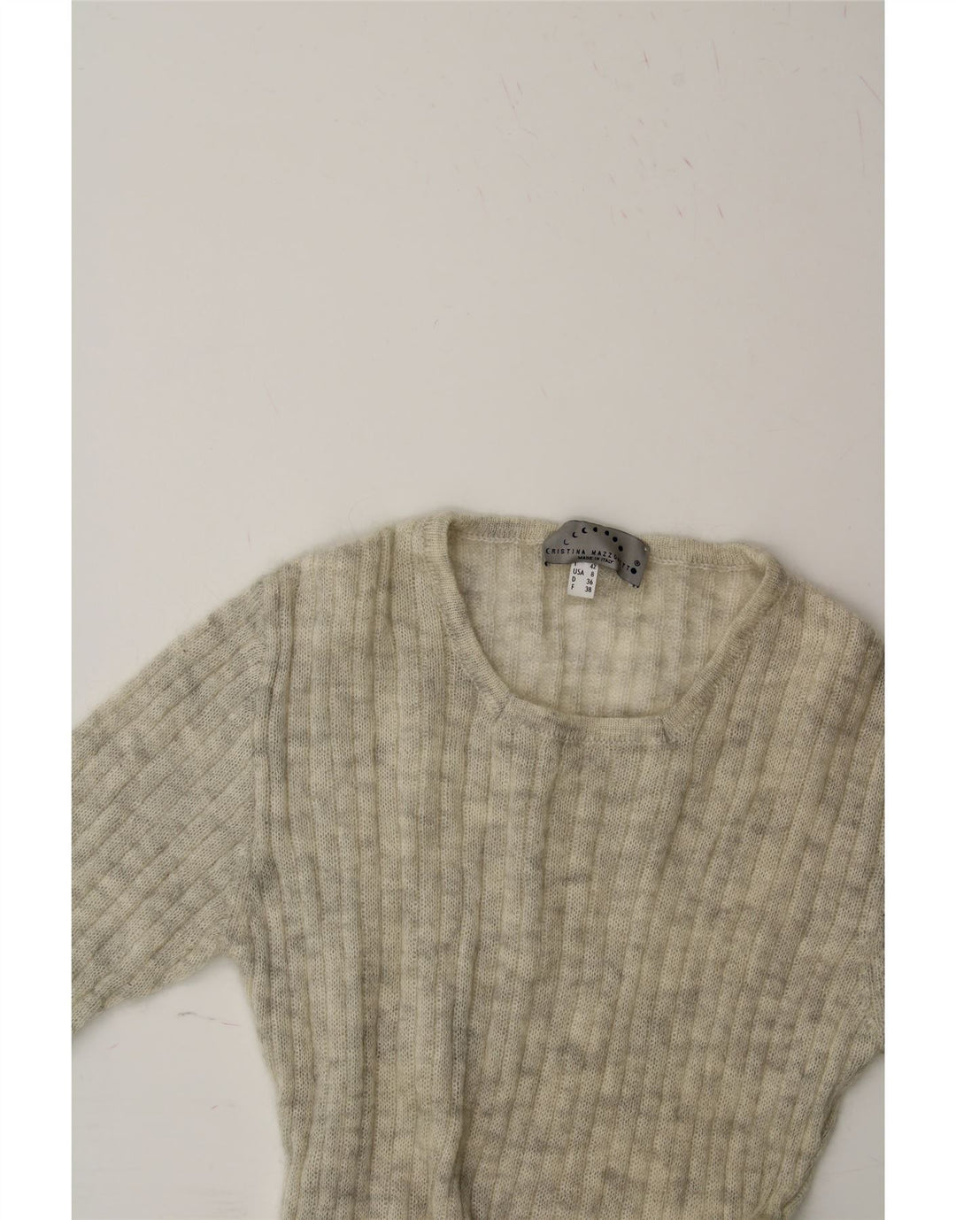 CRISTINA MAZZONETT Womens Crew Neck Jumper Sweater IT 42  Medium Grey Vintage Cristina Mazzonett and Second-Hand Cristina Mazzonett from Messina Hembry 