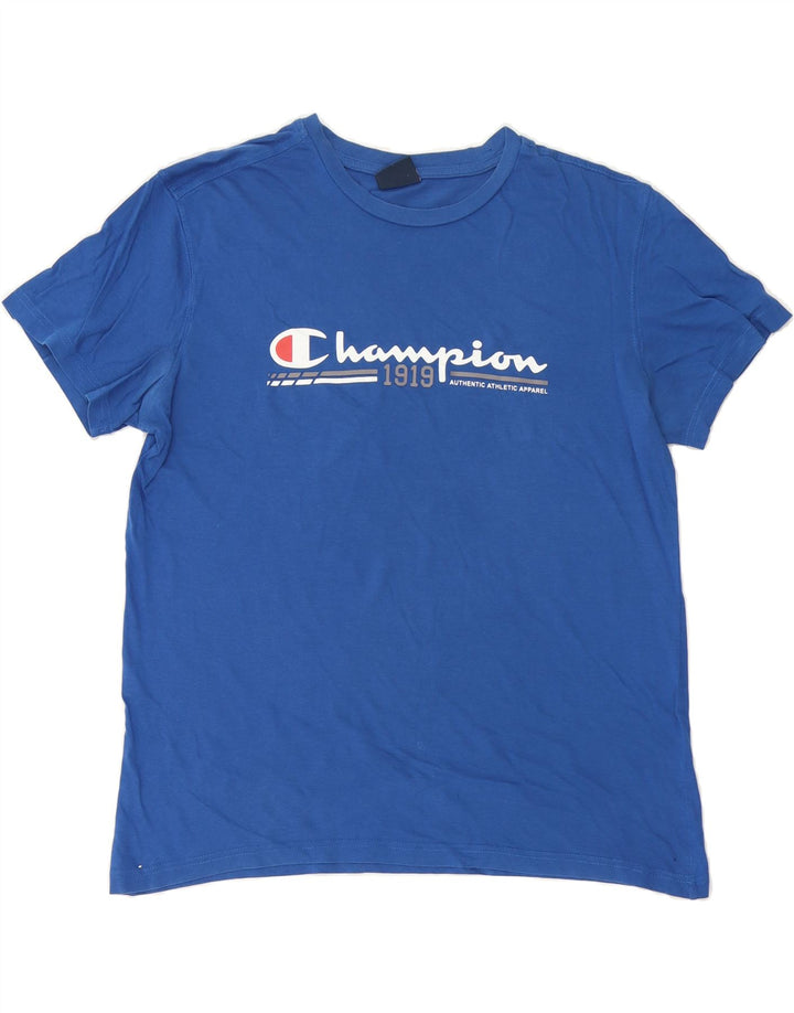 CHAMPION Mens Graphic T-Shirt Top Large Blue Vintage Champion and Second-Hand Champion from Messina Hembry 