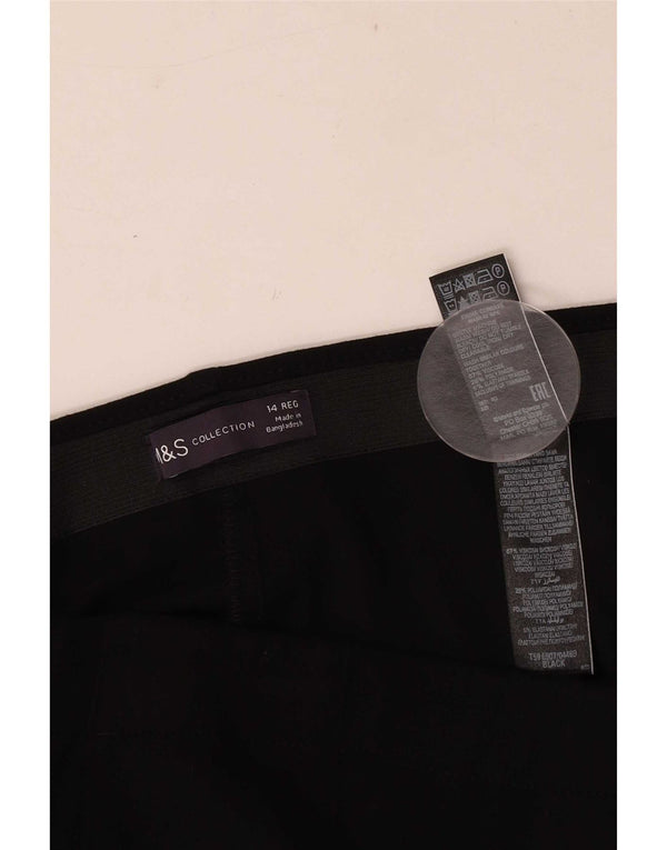Marks & Spencer Womens Straight Casual Trousers UK 14 Large W32 L29 Black