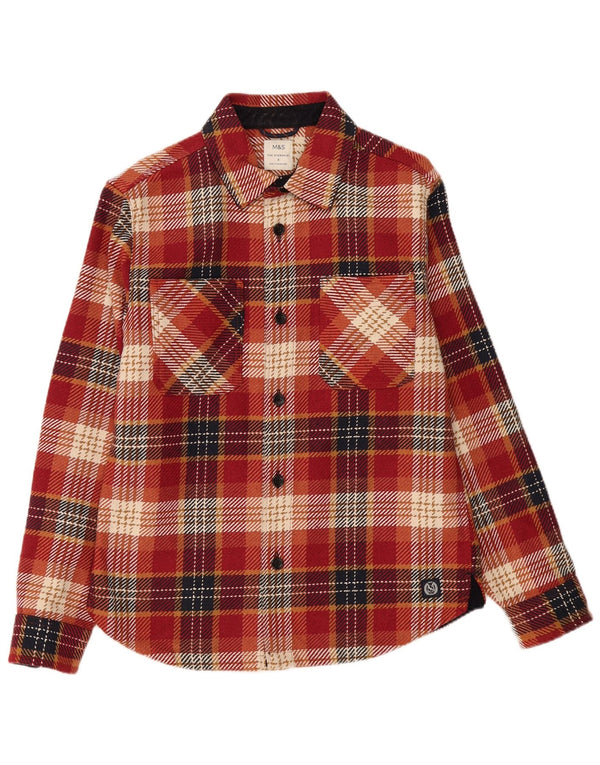 Marks & Spencer Mens Overshirt Shirt Small Red Check Polyester