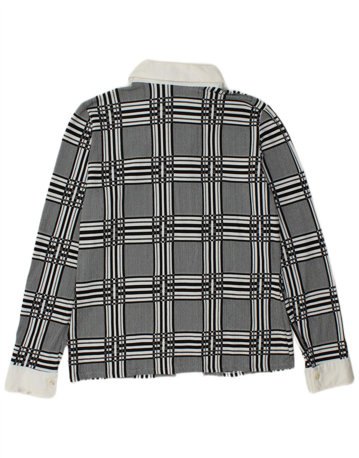 NARACAMICIE Womens Double Breasted Shirt Blouse UK 14 Medium Grey Check