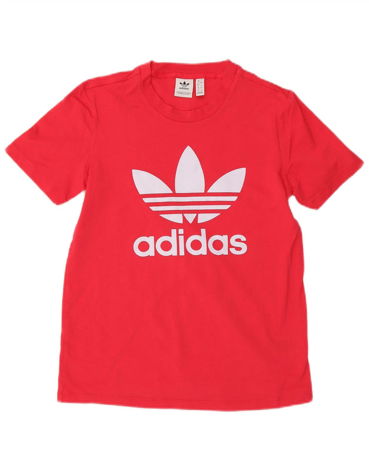 ADIDAS Womens Graphic T-Shirt Top UK 12 Medium Pink Cotton