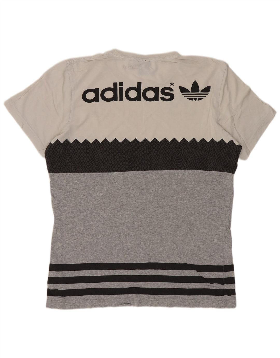 ADIDAS Mens Originals Graphic T-Shirt Top Medium Grey Colourblock Cotton