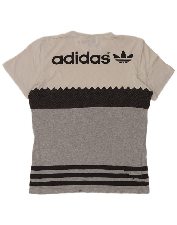 ADIDAS Mens Originals Graphic T-Shirt Top Medium Grey Colourblock Cotton