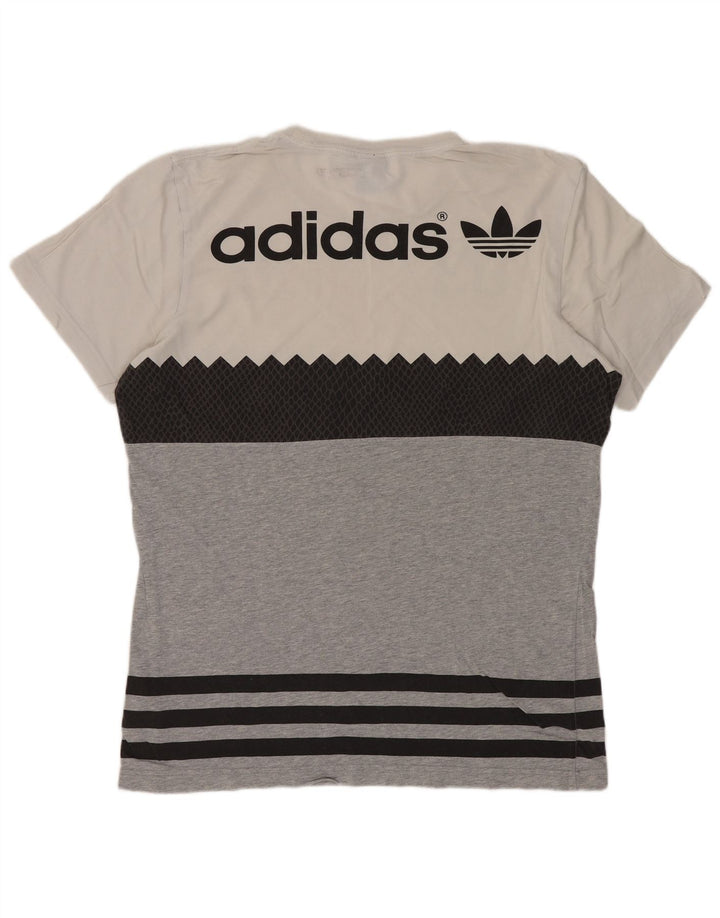 ADIDAS Mens Originals Graphic T-Shirt Top Medium Grey Colourblock Cotton