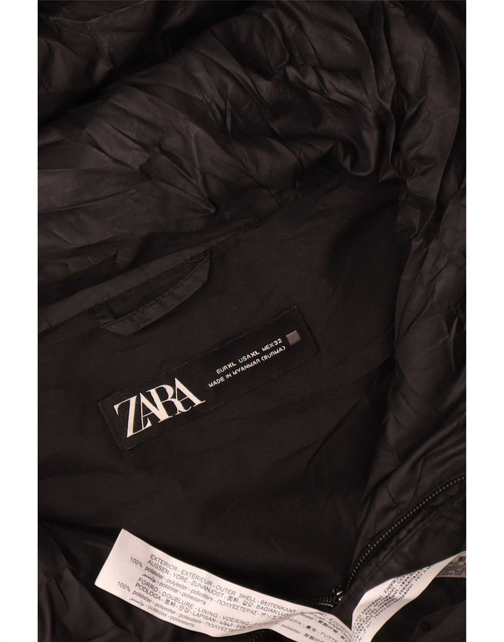 Zara Womens Hooded Padded Jacket UK 18 XL Black Polyester