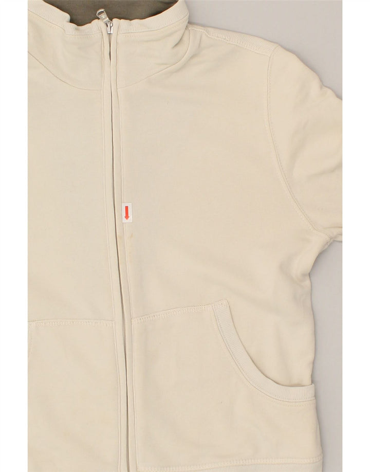 CHAMPION Womens Tracksuit Top Jacket UK 12 Medium Beige Cotton | Vintage Champion | Thrift | Second-Hand Champion | Used Clothing | Messina Hembry 