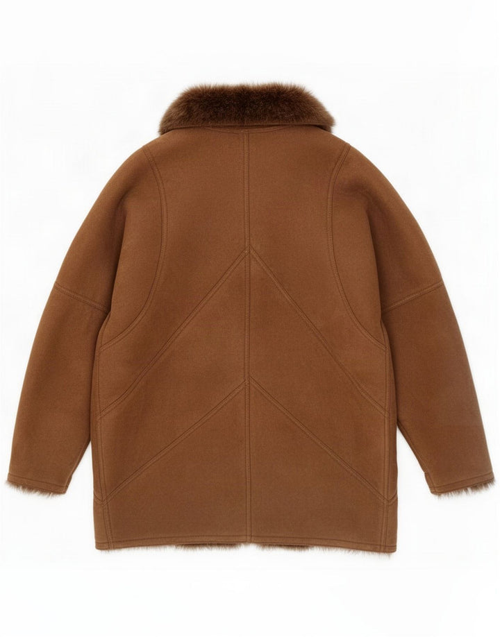 Vintage Womens Oversized Shearling Jacket IT 44 Medium Brown