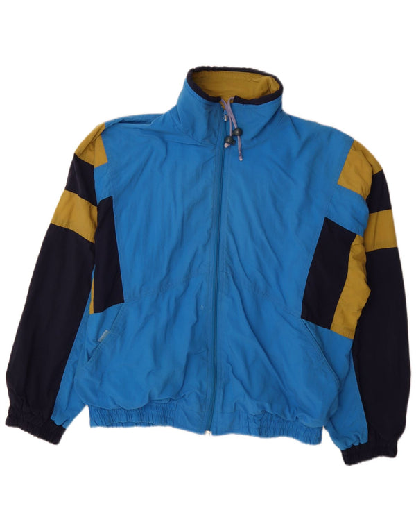 Vintage Mens Loose Fit Tracksuit Top Jacket Medium Blue Colourblock