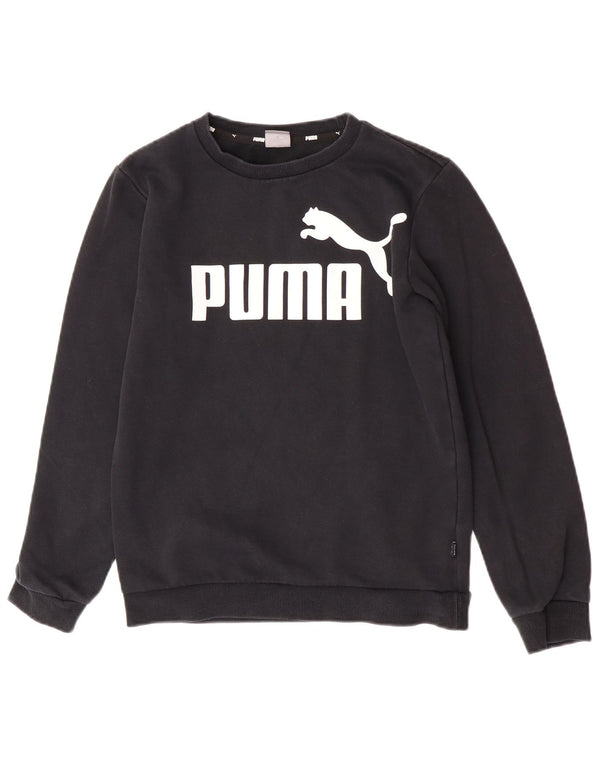 Puma Boys Graphic Sweatshirt Jumper 13-14 Years Black Cotton