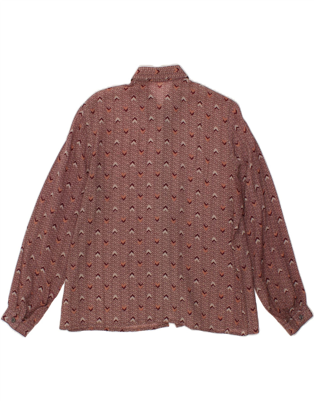 VINTAGE Womens See Through Abstract Pattern Shirt UK 14 Large Burgundy Vintage Vintage and Second-Hand Vintage from Messina Hembry 