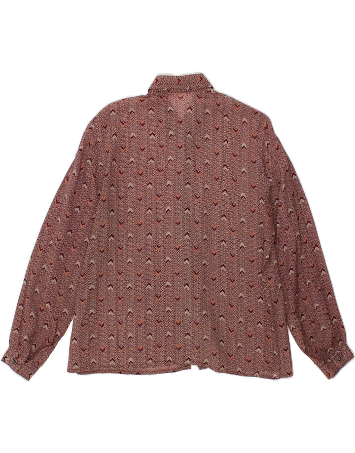 VINTAGE Womens See Through Abstract Pattern Shirt UK 14 Large Burgundy Vintage Vintage and Second-Hand Vintage from Messina Hembry 