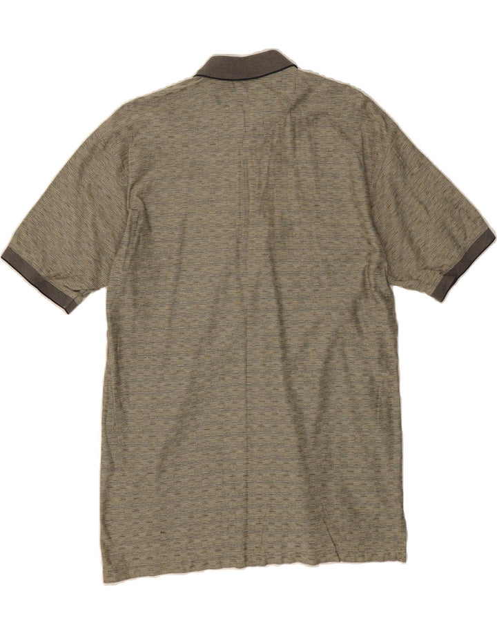 IZOD Mens Polo Shirt Medium Green Striped Cotton Vintage Izod and Second-Hand Izod from Messina Hembry 