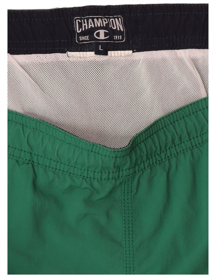 CHAMPION Mens Graphic Swimming Shorts Large  Green