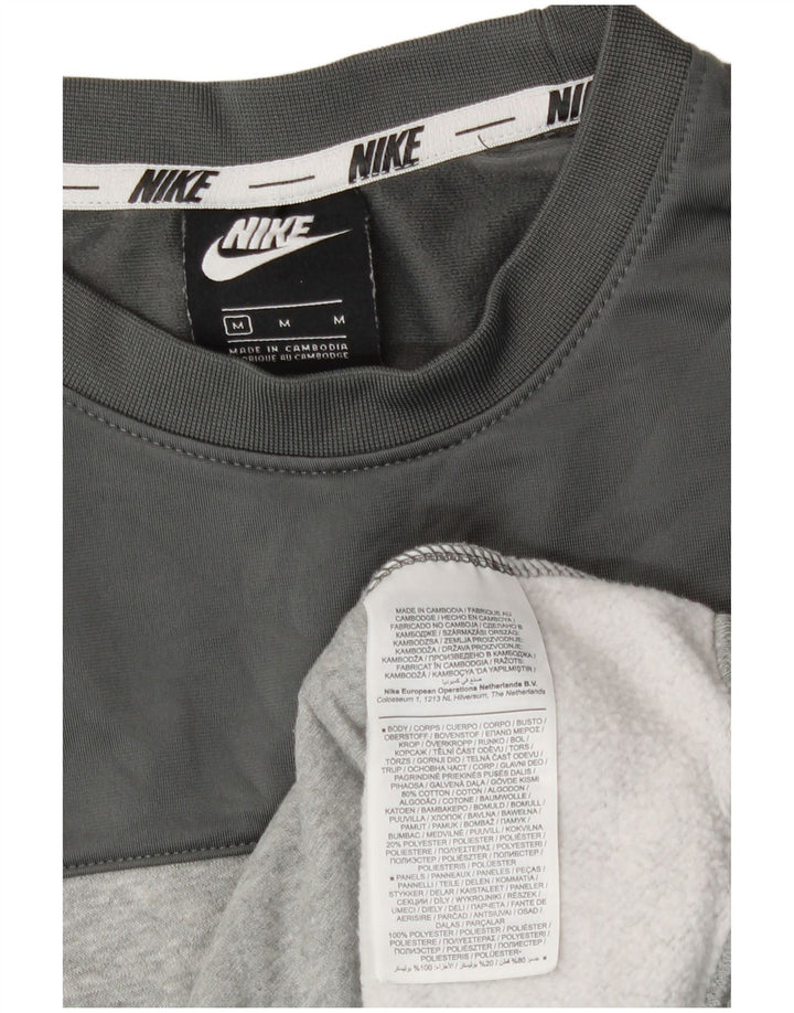 Nike Mens Graphic Sweatshirt Jumper Medium Grey Colourblock Cotton