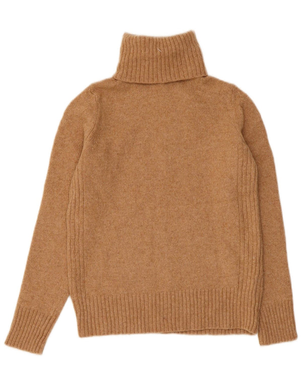 MARKS & SPENCER Womens Roll Neck Jumper Sweater UK 8 Small  Beige Wool