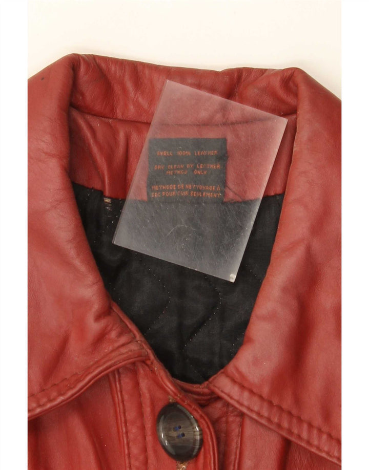 Opera Womens Leather Coat UK 10 Small Burgundy Classic