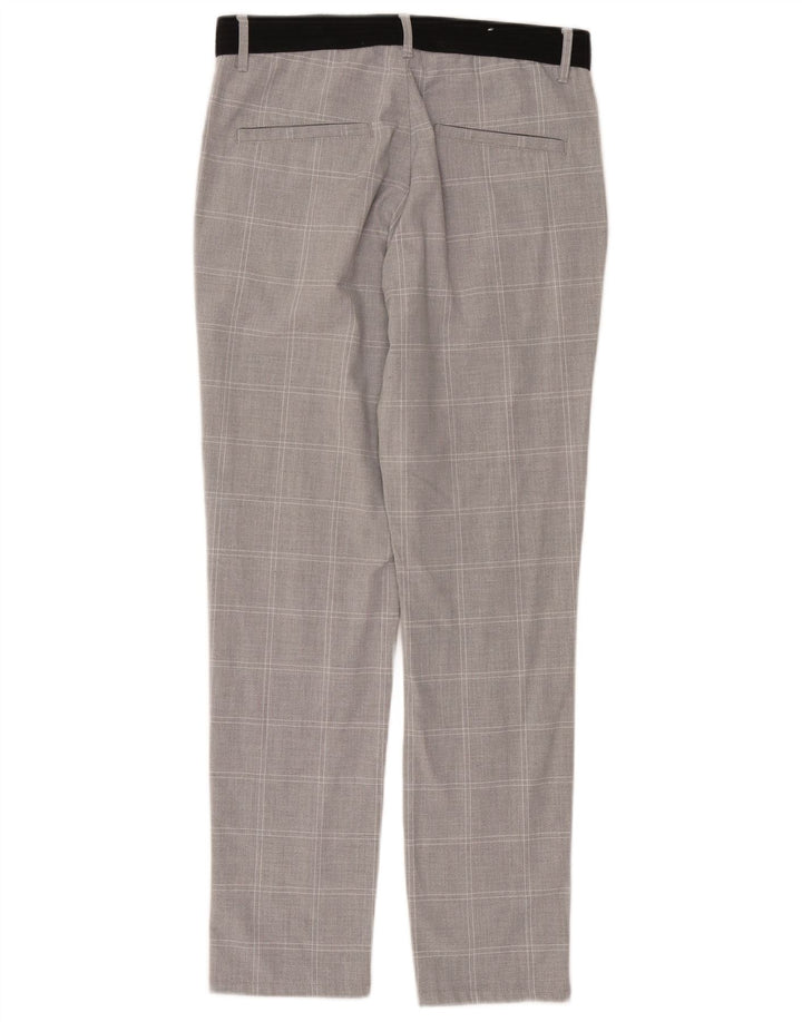 ZARA Mens Slim Chino Trousers Small W30 L29 Grey Check Polyester